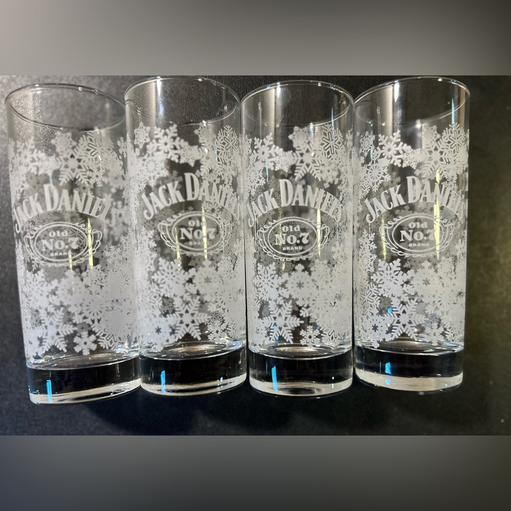 Set of 4 Jack Daniels Old No. 7 10 Oz Etched 6" Highball Glass